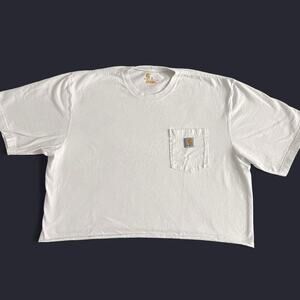 White Carhartt cropped pocket tee